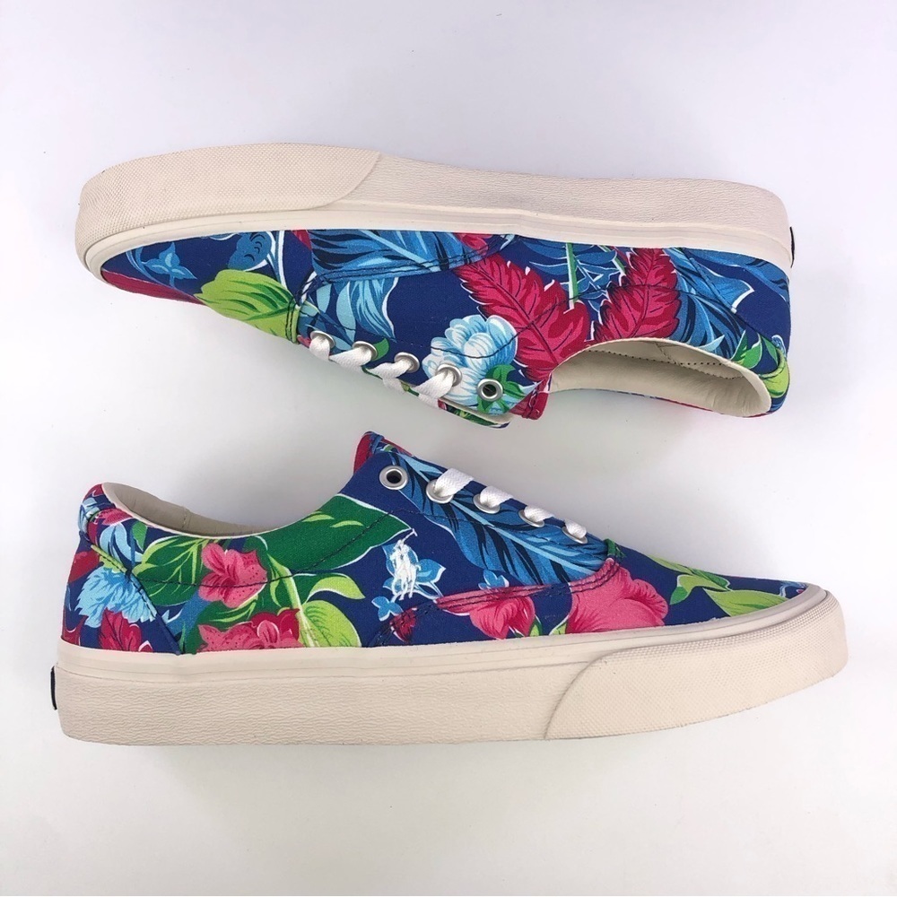 Polo Ralph Lauren Keaton Pony Floral Men's Canvas Low Top Shoes Sneakers - Picture 2 of 8